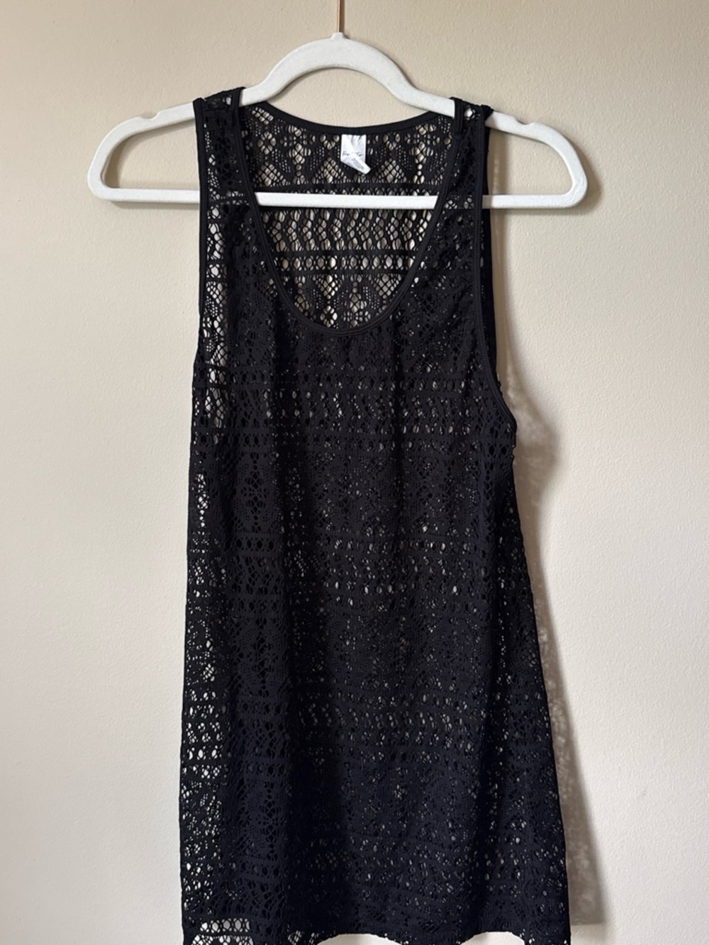 Black Crochet Swim Coverup Tank Dress